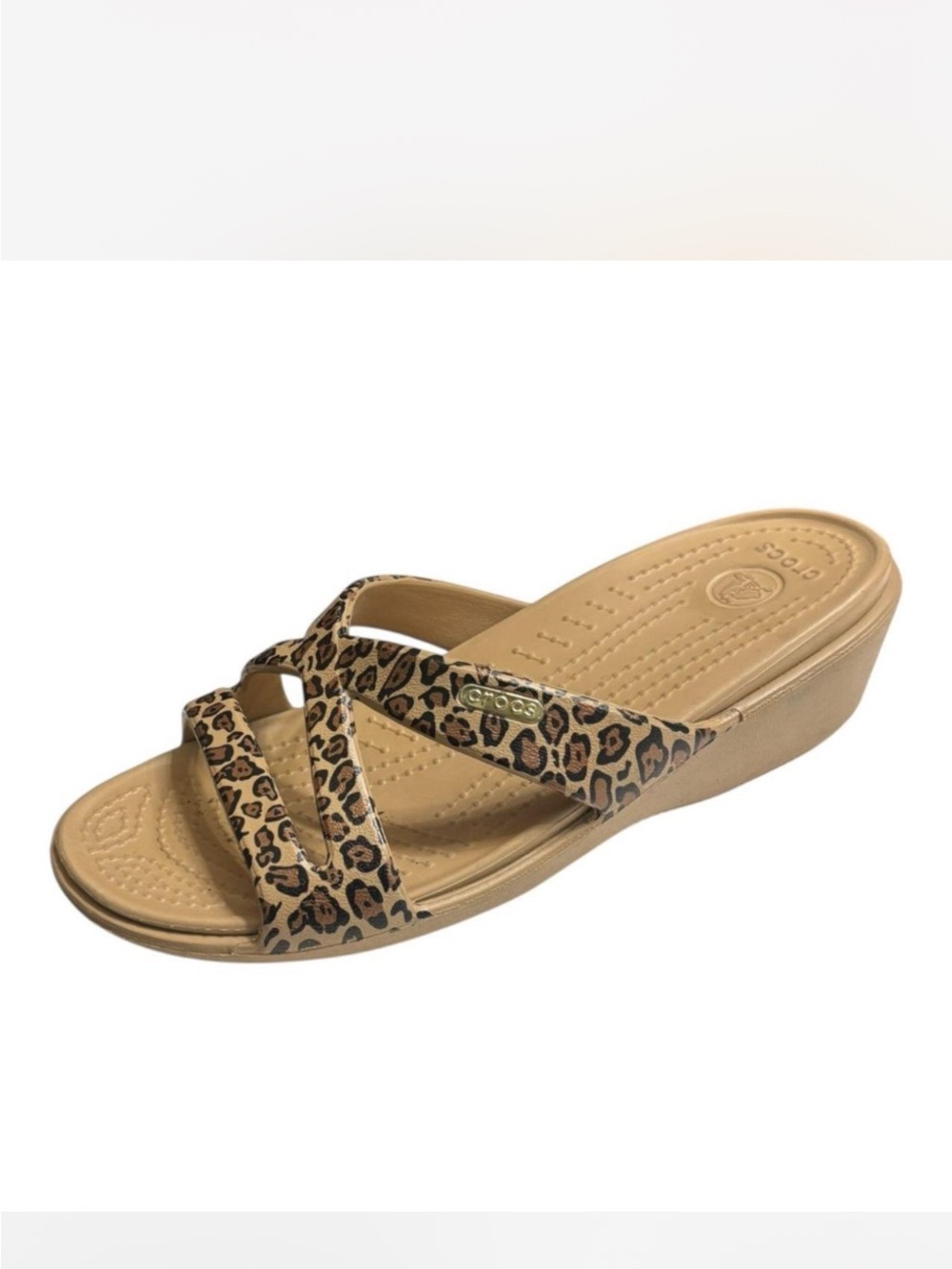 CROCS Patricia ll Sandals Leopard Print Women's Size 6 Strappy Wedge Sandals